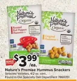 Giant Food Nature's Promise Hummus Snackers offer