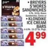 C Town Breyers S'Mores Sandwiches and Klondike Ice Cream Bars offer