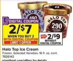 Giant Food Halo Top Ice Cream offer