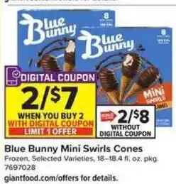 Giant Food Blue Bunny Mini Swirls Cones offer