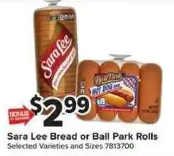 Giant Food Sara Lee Bread or Ball Park Rolls offer
