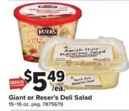 Giant Food Reser's Deli Salad offer
