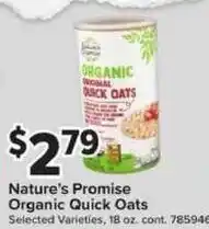 Giant Food Nature's Promise Organic Quick Oats offer