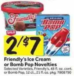 Friendly's Ice Cream or Bomb Pop Novelties
