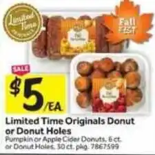 Stop&Shop Limited Time Originals Donut or Donut Holes offer
