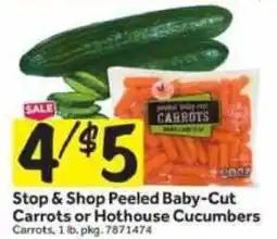 Stop&Shop Stop & Shop Peeled Baby-Cut Carrots or Hothouse Cucumbers offer