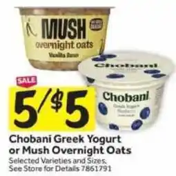 Stop&Shop Chobani Greek Yogurt or Mush Overnight Oats offer