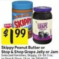 Stop&Shop Skippy Peanut Butter or Stop & Shop Grape Jelly or Jam offer