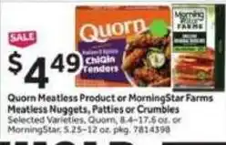 Stop&Shop Quorn Meatless Product or MorningStar Farms Meatless Nuggets, Patties or Crumbles offer