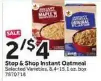 Stop&Shop Stop & Shop Instant Oatmeal offer