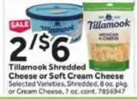 Stop&Shop Tillamook Shredded Cheese or Soft Cream Cheese offer