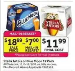 Stop&Shop Stella Artois or Blue Moon 12 Pack offer