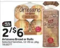 Stop&Shop Artesano Bread or Rolls offer