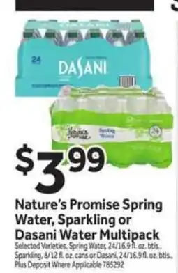 Stop&Shop Nature's Promise Spring Water or Dasani Water Multipack offer