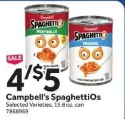 Stop&Shop Campbell's SpaghettiOs offer