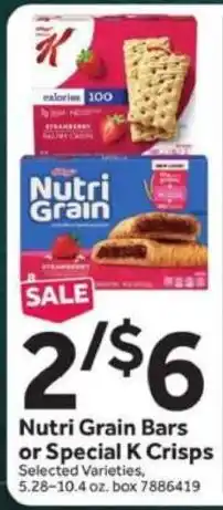 Stop&Shop Nutri Grain Bars or Special K Crisps offer