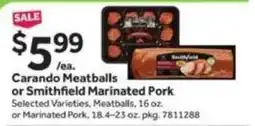 Stop&Shop Carando Meatballs or Smithfield Marinated Pork offer