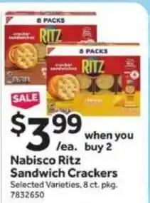 Stop&Shop Nabisco Ritz Sandwich Crackers offer