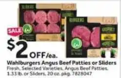 Stop&Shop Wahlburgers Angus Beef Patties or Sliders offer