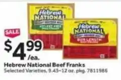 Stop&Shop Hebrew national beef franks offer