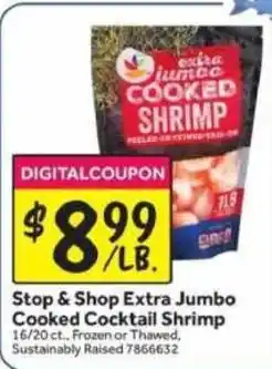 Stop&Shop Stop & Shop Extra Jumbo Cooked Cocktail Shrimp offer