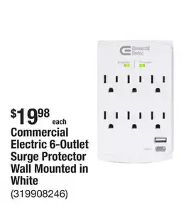 The Home Depot Commercial Electric 6-Outlet Surge Protector Wall Mounted in White offer