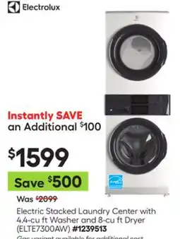 Lowe's Electric Stacked Laundry Center with 4.4 cu ft Washer and 8 cu ft Dryer offer