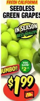 Western Beef FRESH CALIFORNIA SEEDLESS GREEN GRAPES offer