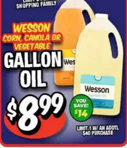 Western Beef WESSON CORN, CANOLA OR VEGETABLE GALLON OIL offer