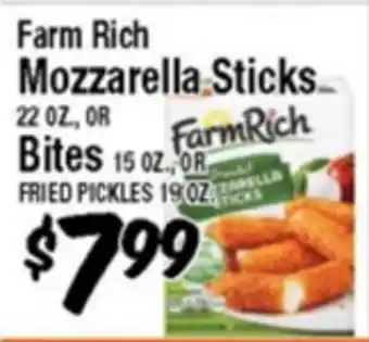 Western Beef Farm Rich Mozzarella Sticks 22 OZ., OR Bites 15 OZ., OR FRIED PICKLES 19 OZ offer