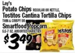 Western Beef Lay's Potato Chips, Tostitos Cantina Tortilla Chips, Smartfood Popcorn offer