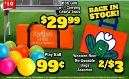 Western Beef BBQ Grill with Carrying Case & Tools, Western Beef Re-Useable Bags, Assorted Play Ball offer