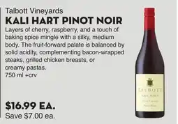 Bristol Farms Talbott Vineyards KALI HART PINOT NOIR offer