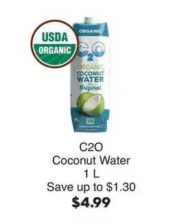 Bristol Farms C2O Coconut Water offer