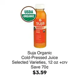 Bristol Farms Suja Organic Cold-Pressed Juice offer