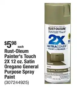 The Home Depot Rust-Oleum Painter's Touch 2X 12 oz. Satin Oregano General Purpose Spray Paint offer