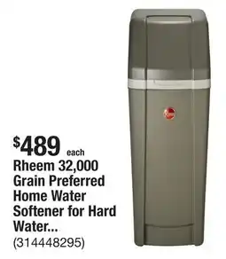 The Home Depot Rheem 32,000 Grain Preferred Home Water Softener for Hard Water and Iron Reduction offer