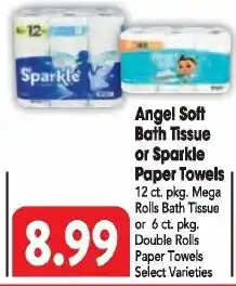 Great Valu Markets Angel Soft Bath Tissue or Sparkle Paper Towels offer
