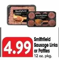 Great Valu Markets Smithfield Sausage Links or Patties offer