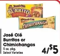 Great Valu Markets Jose Ole Burritos or Chimichangas offer