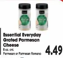Great Valu Markets Essential Everyday Grated Parmesan Cheese offer
