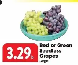Great Valu Markets Red or Green Seedless Grapes offer