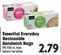 Great Valu Markets Essential Everyday Reclosable Sandwich Bags offer