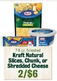 Robert Fresh Market Kraft natural slices, chunk, or shredded cheese offer