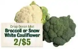 Robert Fresh Market Crisp Ocean Mist Broccoli or Snow White Cauliflower offer