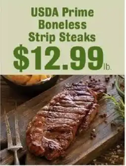 Robert Fresh Market Usda prime boneless strip steaks offer