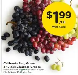 Pay Less California Red, Green or Black Seedless Grapes offer
