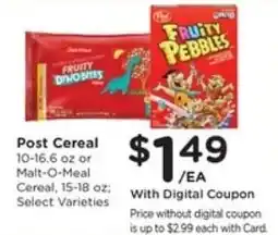 Pay Less Post Cereal offer