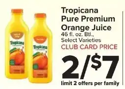 Foodtown supermarkets Tropicana pure premium orange juice offer