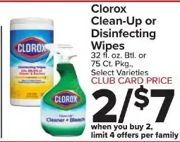 Foodtown supermarkets Clorox clean-up or disinfecting wipes offer